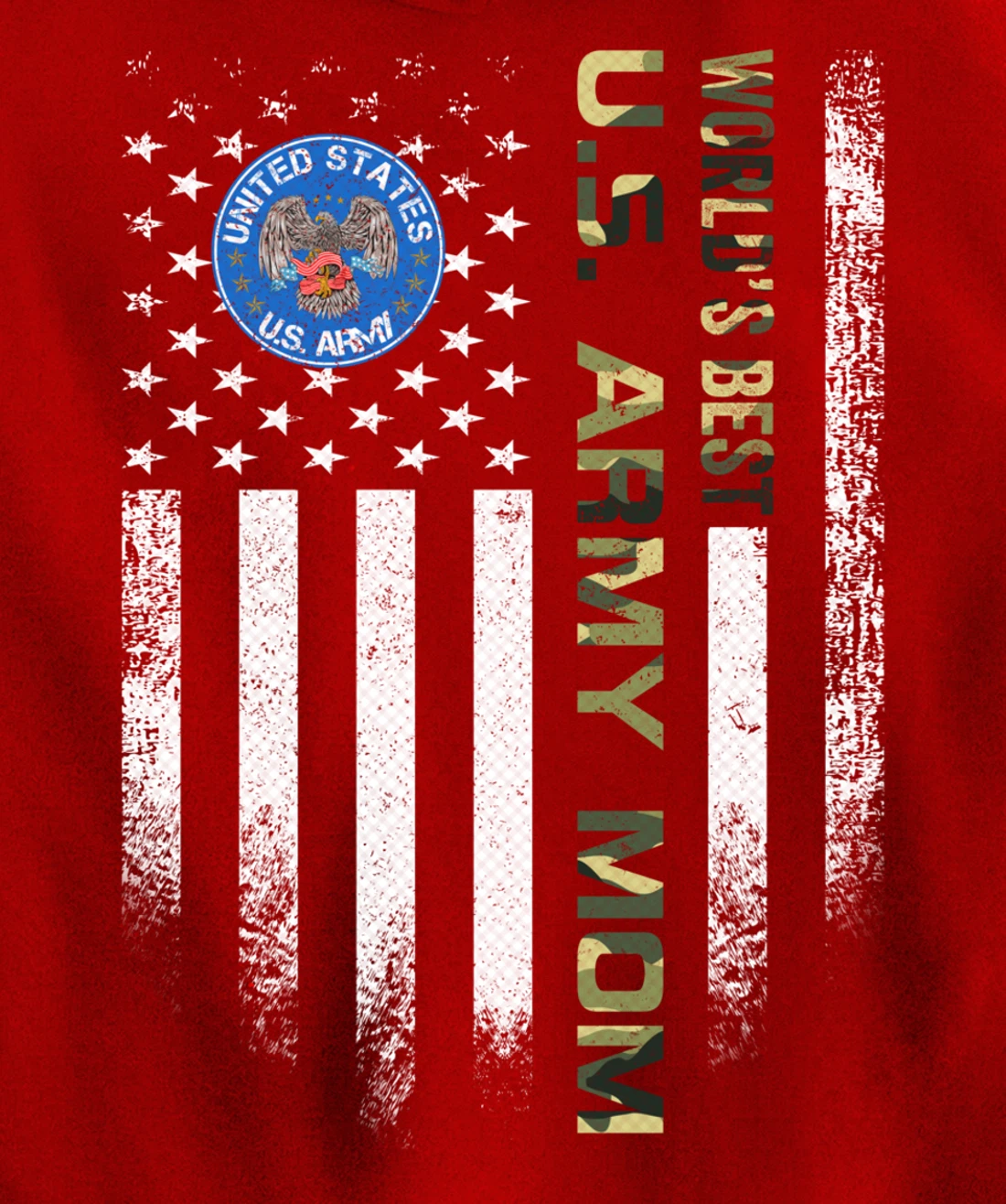 Vintage USA American Flag World's Best US Army Veteran Mom Pullover Hoodie