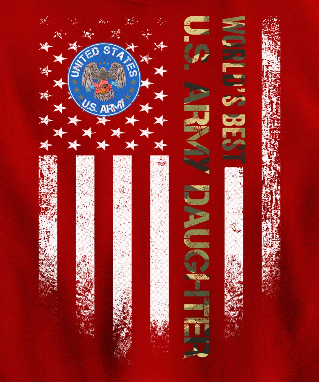 Vintage American Flag World's Best US Army Veteran Daughter Pullover Hoodie