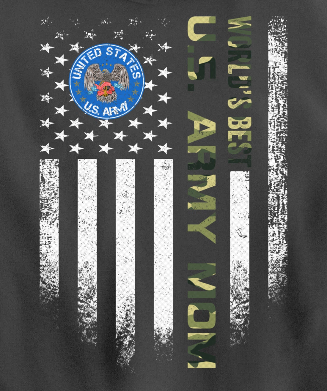 Vintage USA American Flag World's Best US Army Veteran Mom Pullover Hoodie