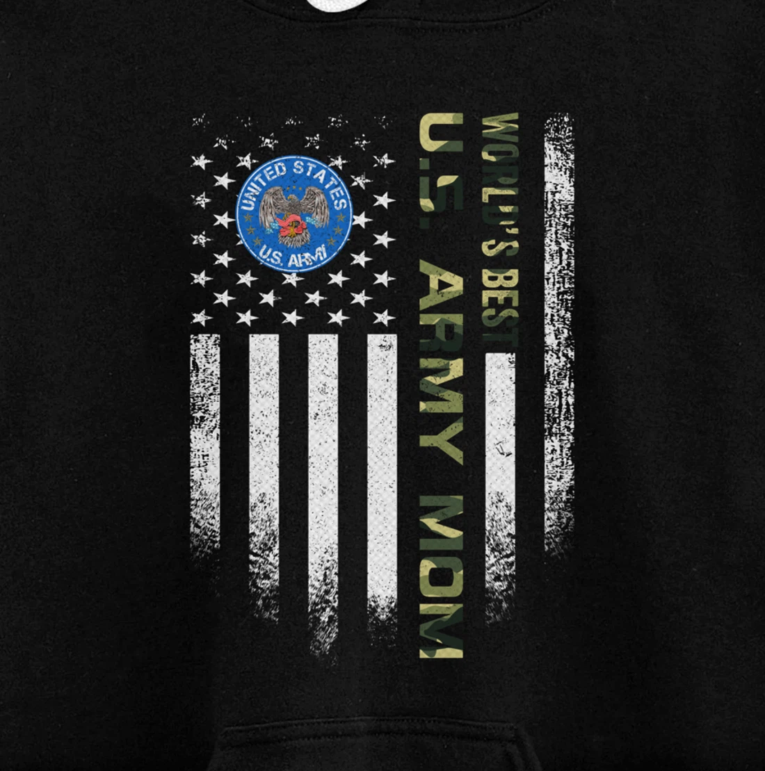 Vintage USA American Flag World's Best US Army Veteran Mom Pullover Hoodie