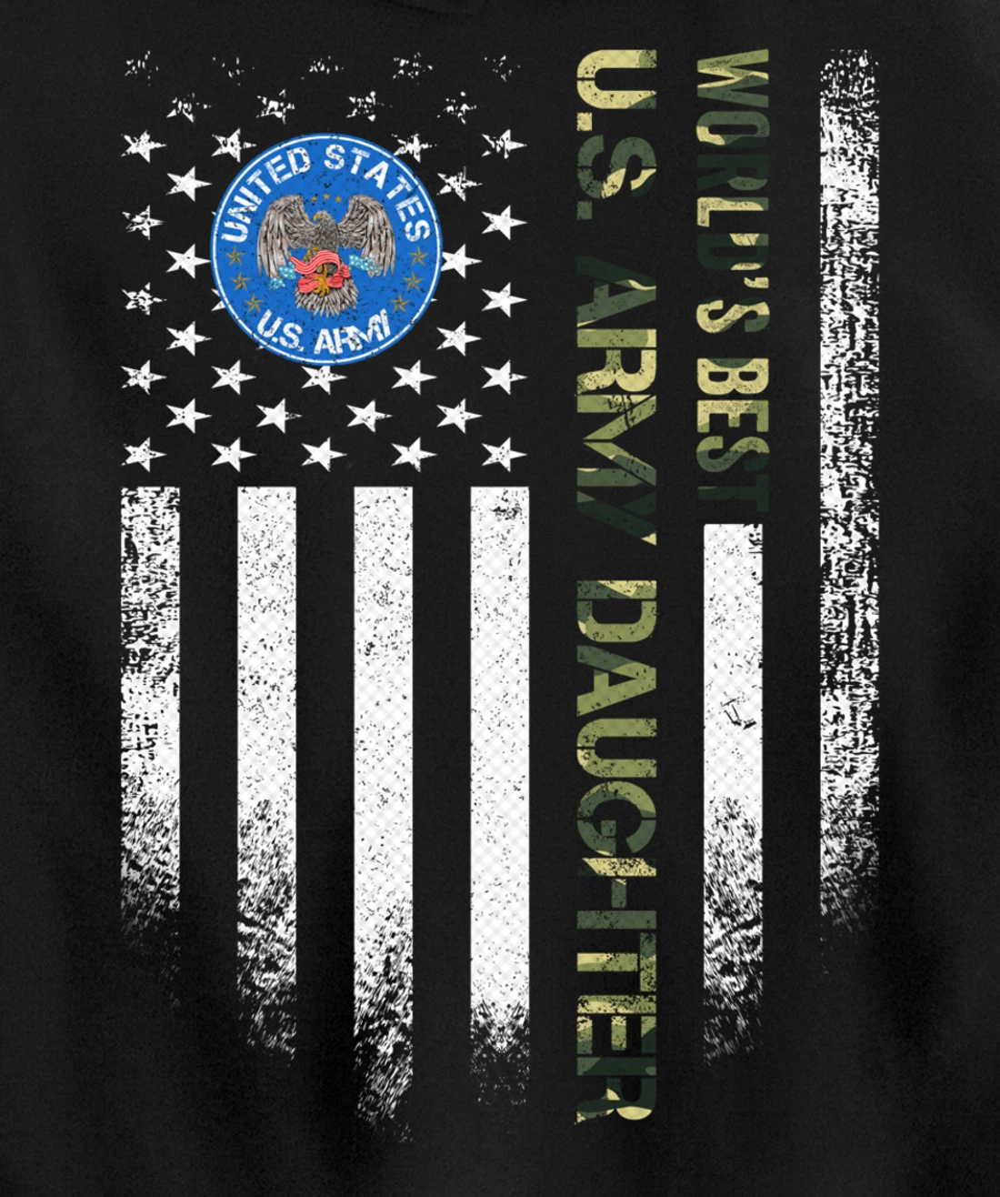 Vintage American Flag World's Best US Army Veteran Daughter Pullover Hoodie