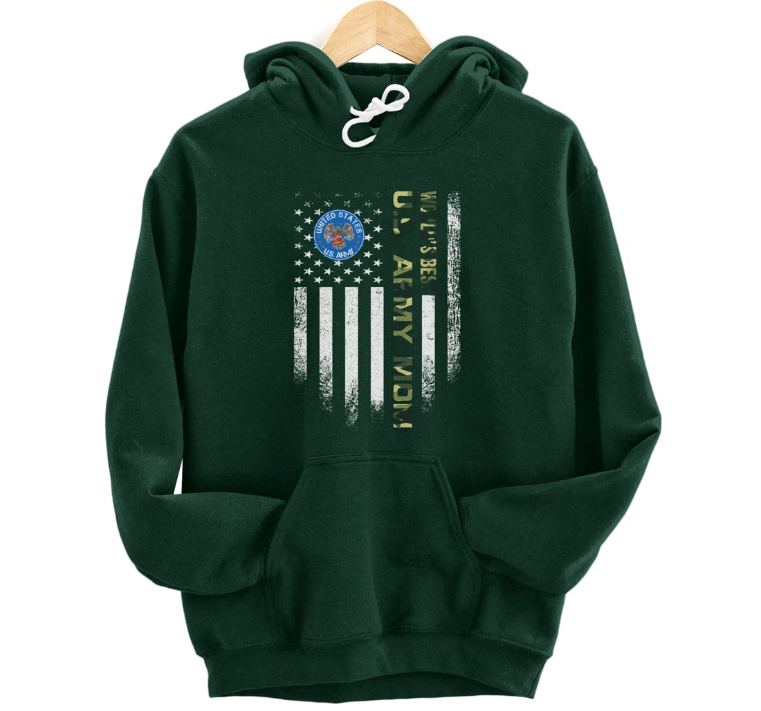Vintage USA American Flag World's Best US Army Veteran Mom Pullover Hoodie