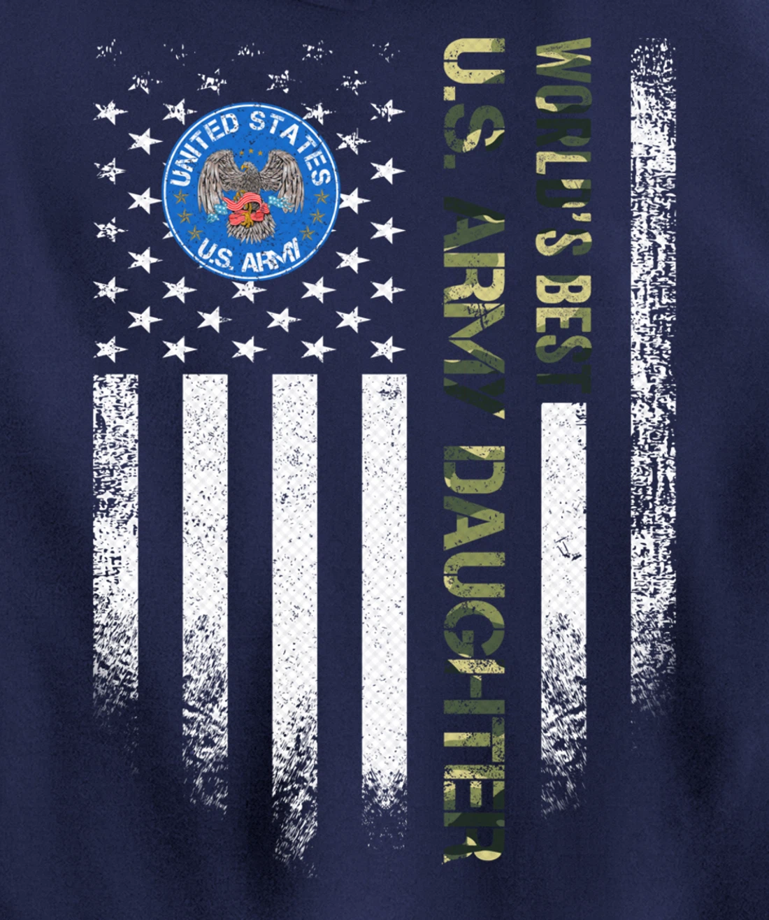 Vintage American Flag World's Best US Army Veteran Daughter Pullover Hoodie