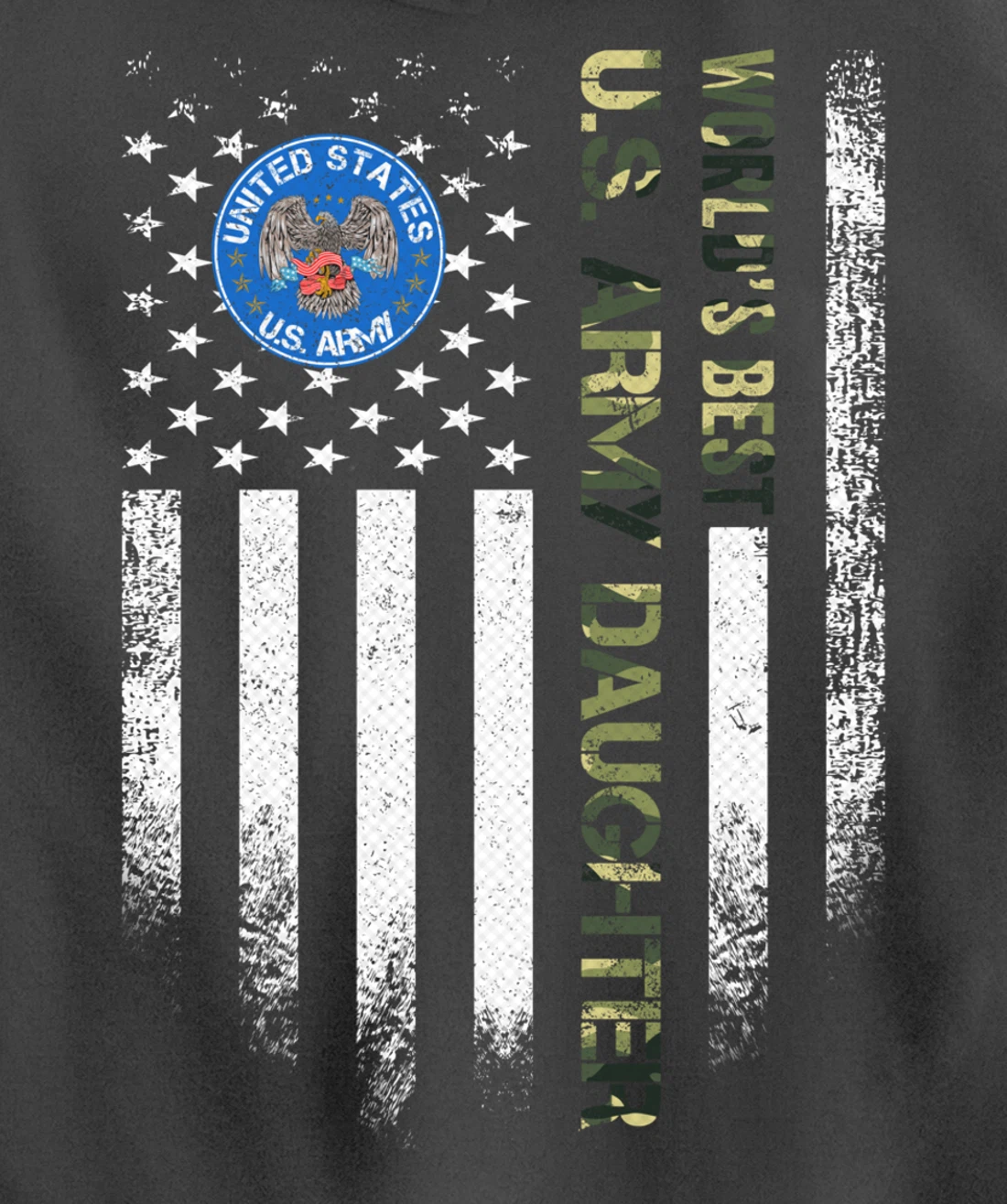 Vintage American Flag World's Best US Army Veteran Daughter Pullover Hoodie