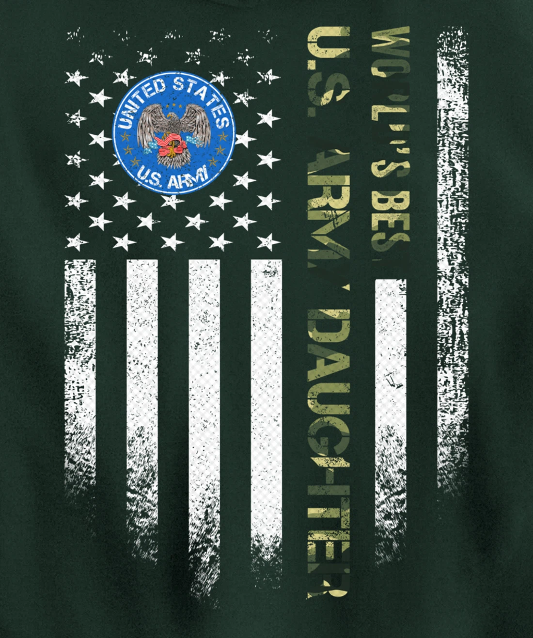 Vintage American Flag World's Best US Army Veteran Daughter Pullover Hoodie