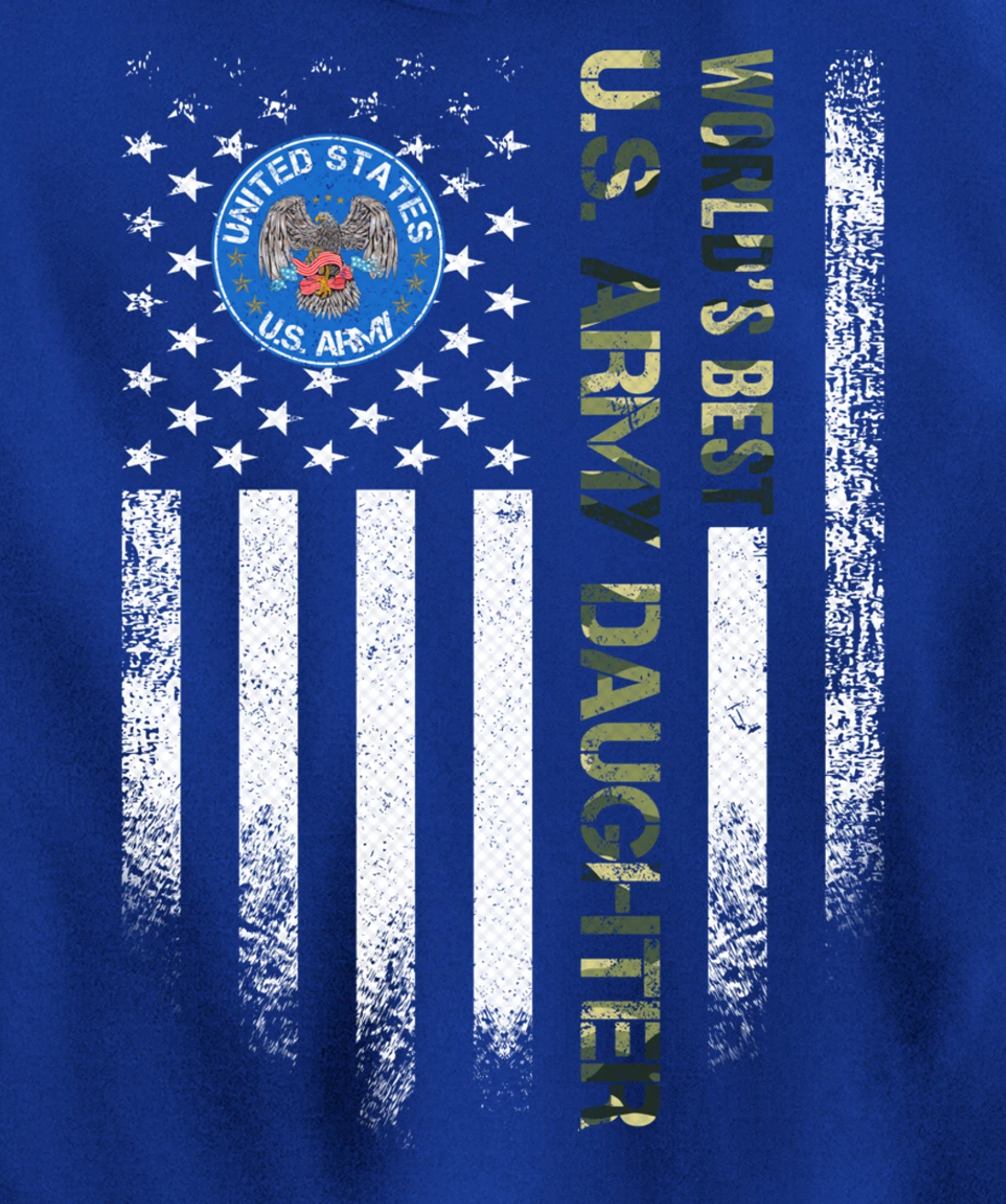 Vintage American Flag World's Best US Army Veteran Daughter Pullover Hoodie