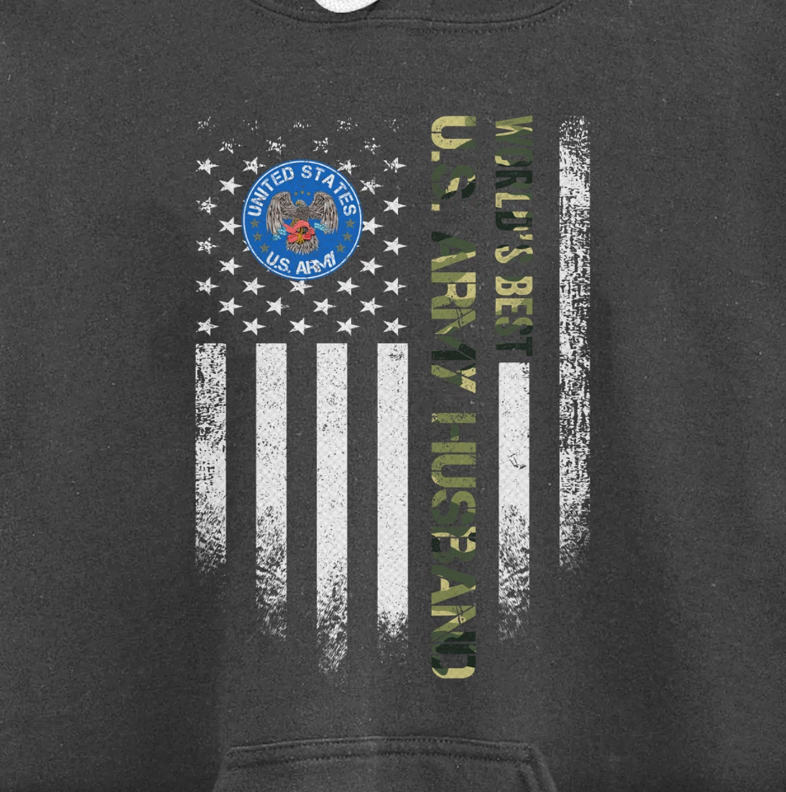 Vintage USA American Flag World's Best Army Veteran Husband Pullover Hoodie