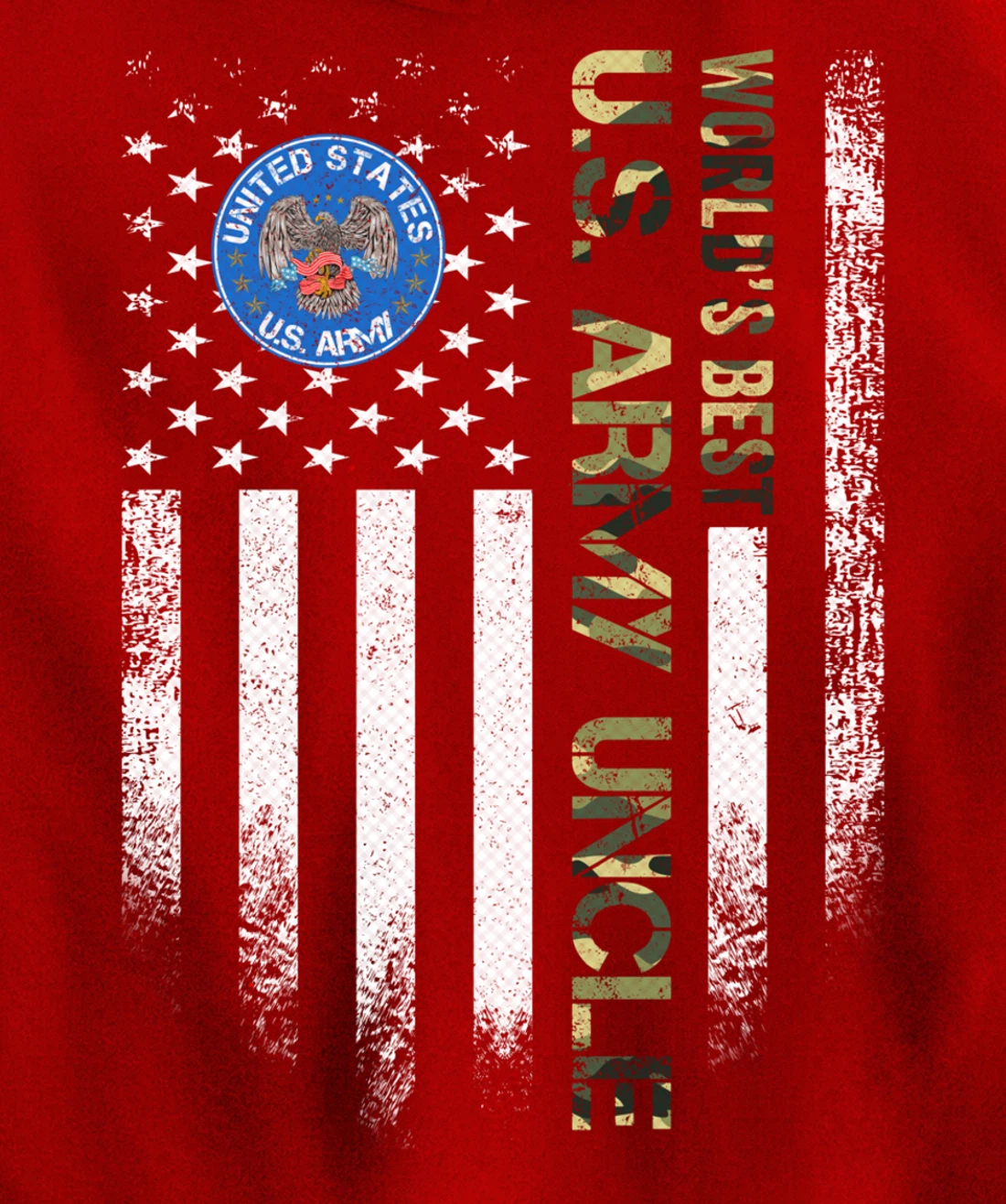 Vintage USA American Flag World's Best US Army Veteran Uncle Pullover Hoodie