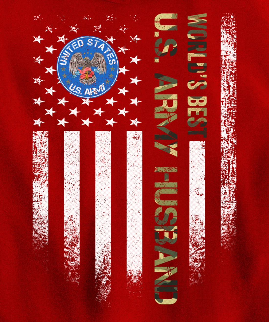 Vintage USA American Flag World's Best Army Veteran Husband Pullover Hoodie