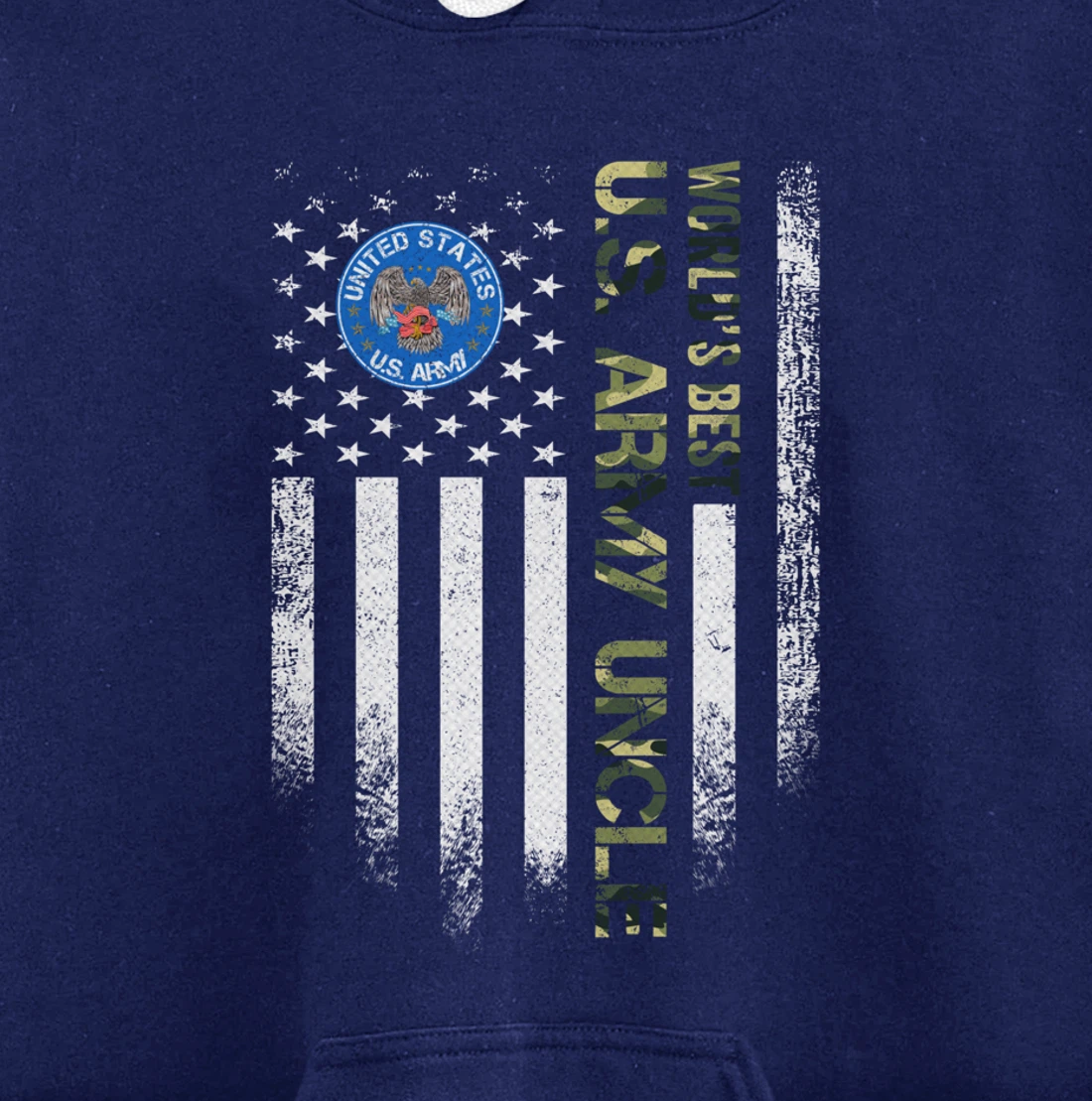 Vintage USA American Flag World's Best US Army Veteran Uncle Pullover Hoodie