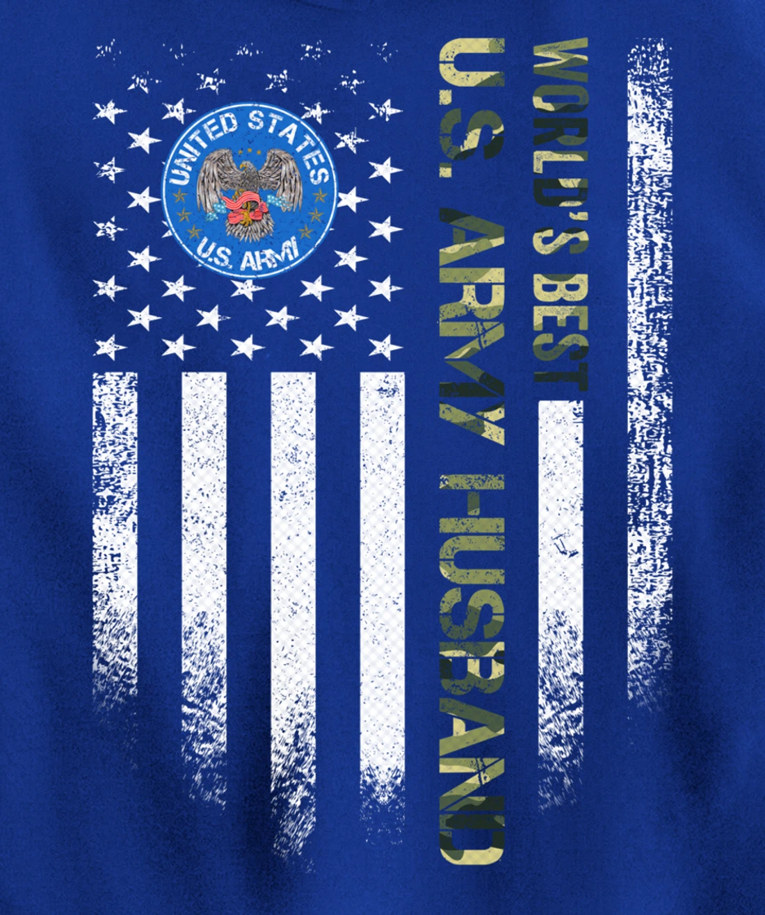 Vintage USA American Flag World's Best Army Veteran Husband Pullover Hoodie