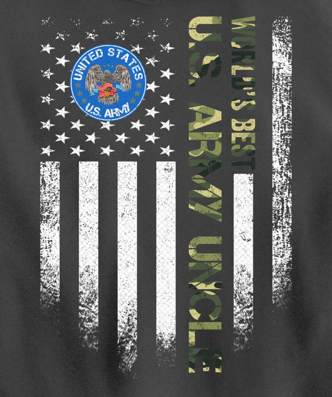 Vintage USA American Flag World's Best US Army Veteran Uncle Pullover Hoodie