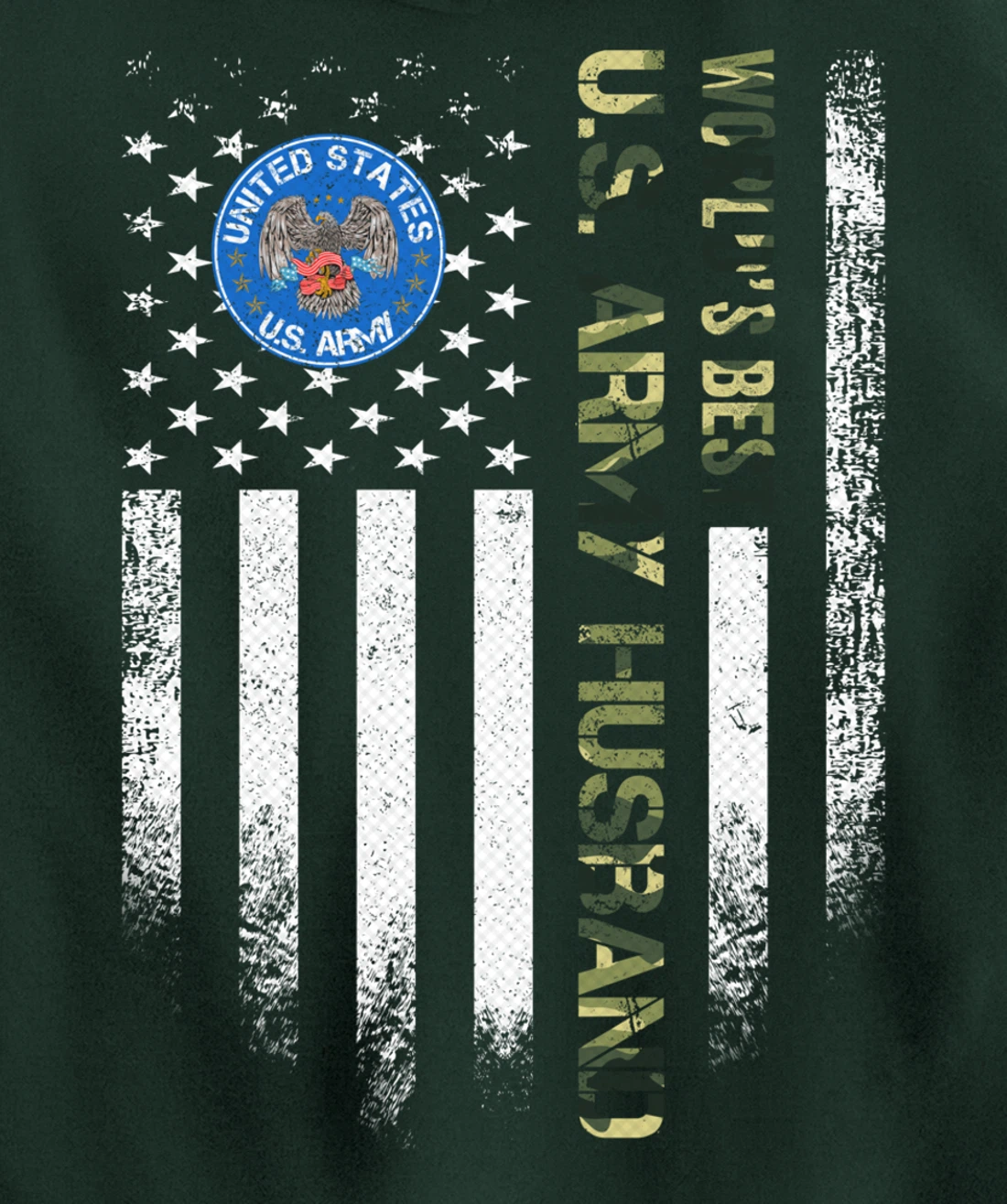 Vintage USA American Flag World's Best Army Veteran Husband Pullover Hoodie