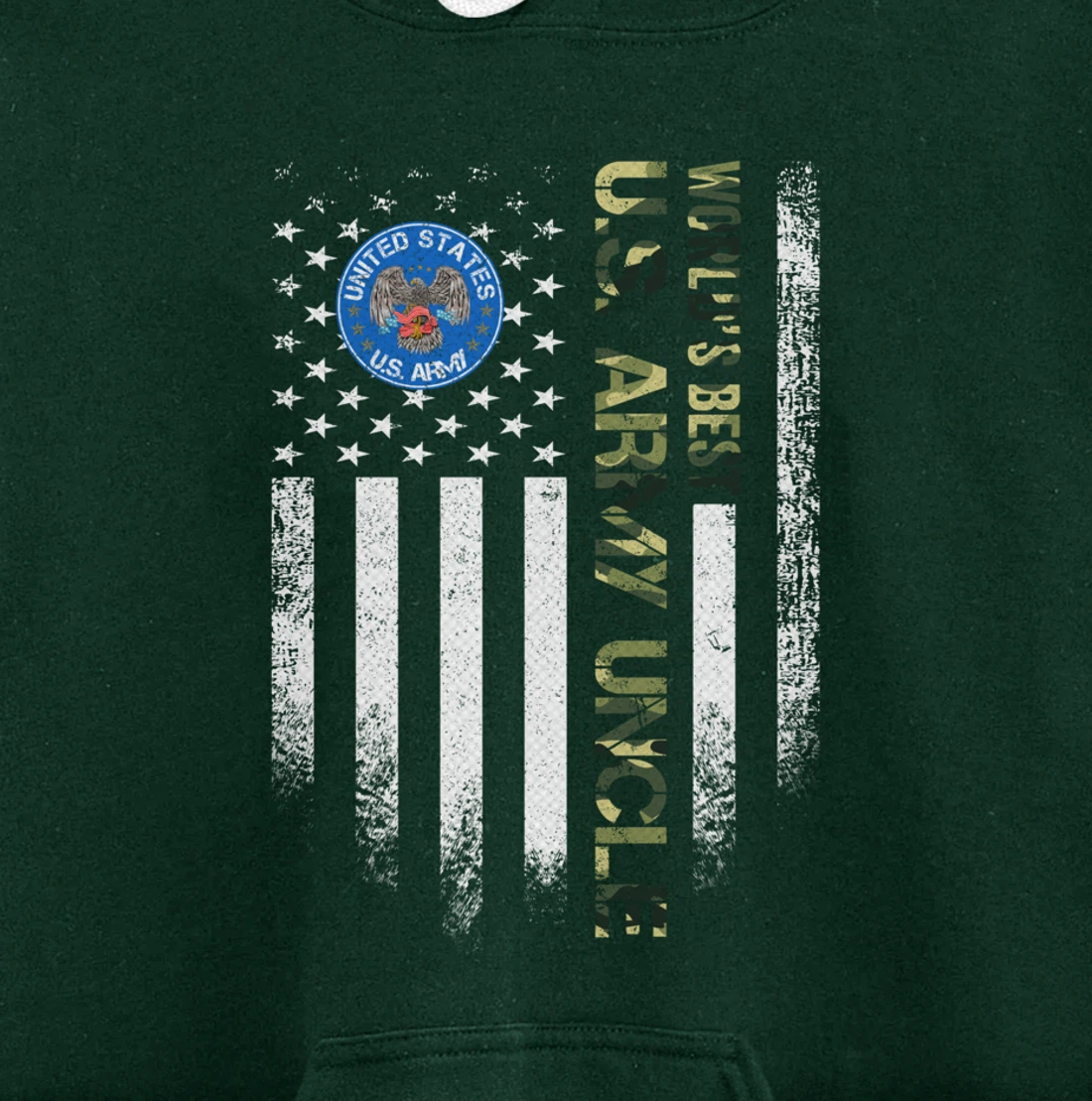 Vintage USA American Flag World's Best US Army Veteran Uncle Pullover Hoodie