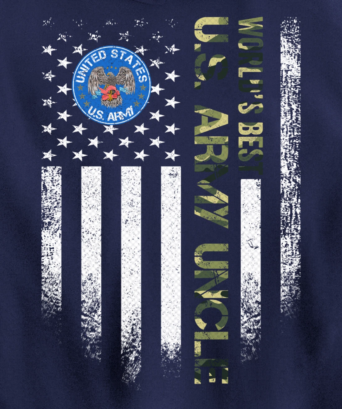 Vintage USA American Flag World's Best US Army Veteran Uncle Pullover Hoodie