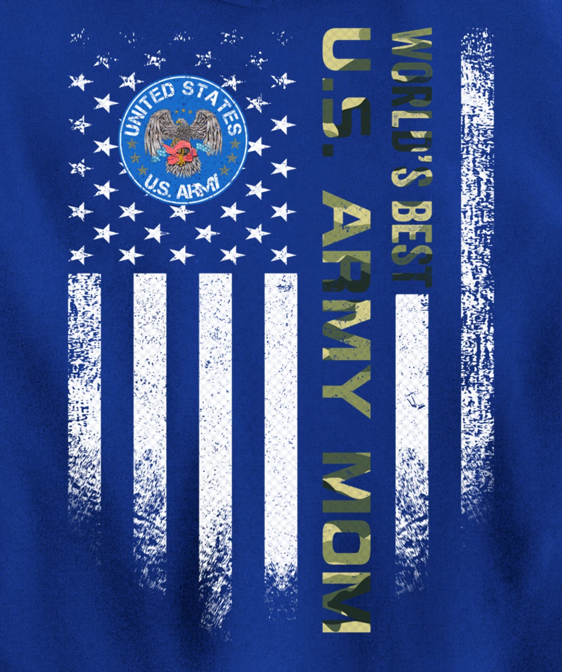 Vintage USA American Flag World's Best US Army Veteran Mom Pullover Hoodie