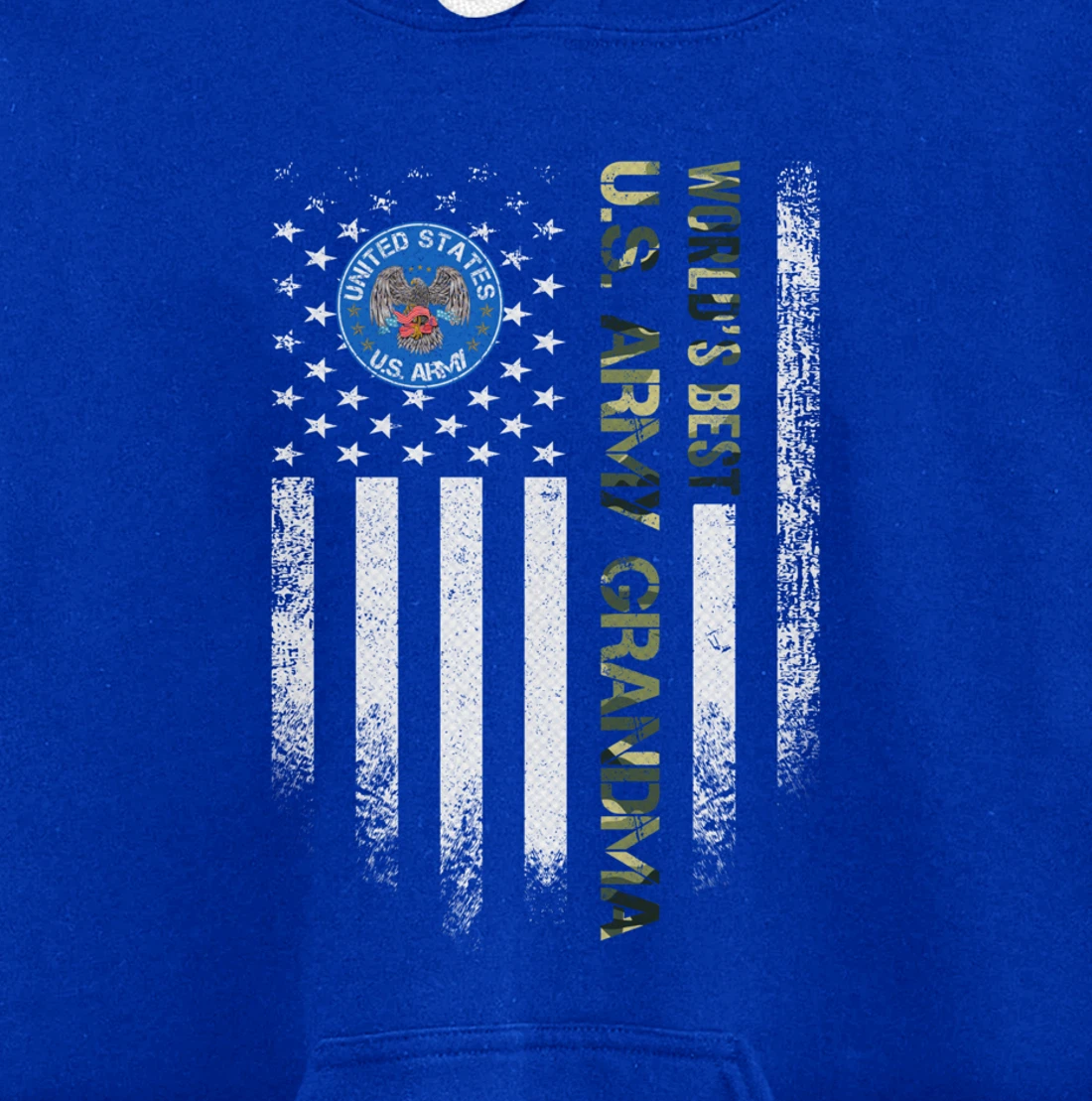 Vintage USA American Flag World's Best Army Veteran Grandma Pullover Hoodie