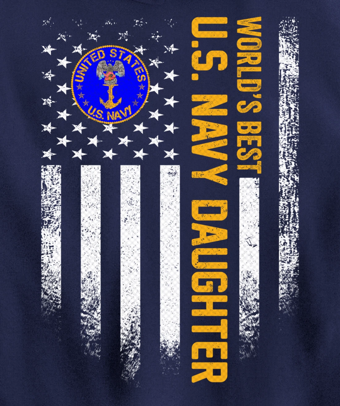 Vintage American Flag World's Best US Navy Veteran Daughter Pullover Hoodie