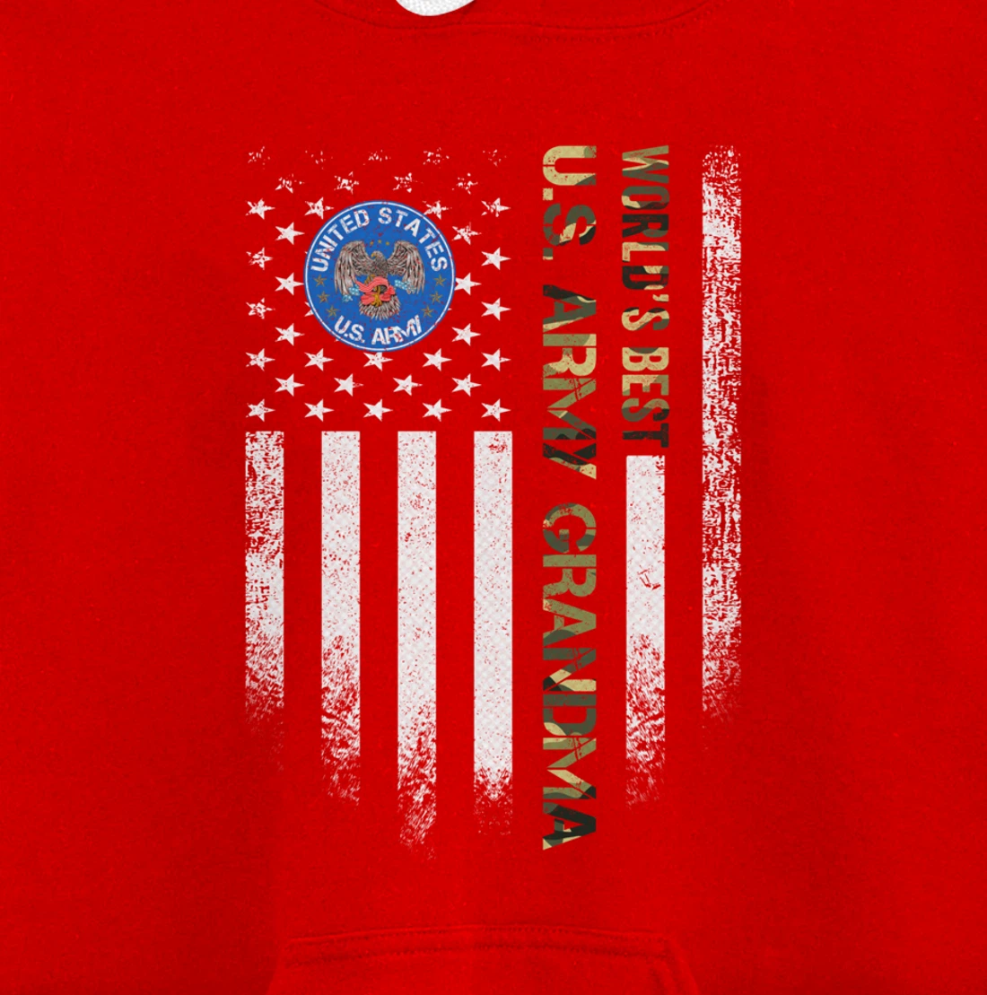 Vintage USA American Flag World's Best Army Veteran Grandma Pullover Hoodie