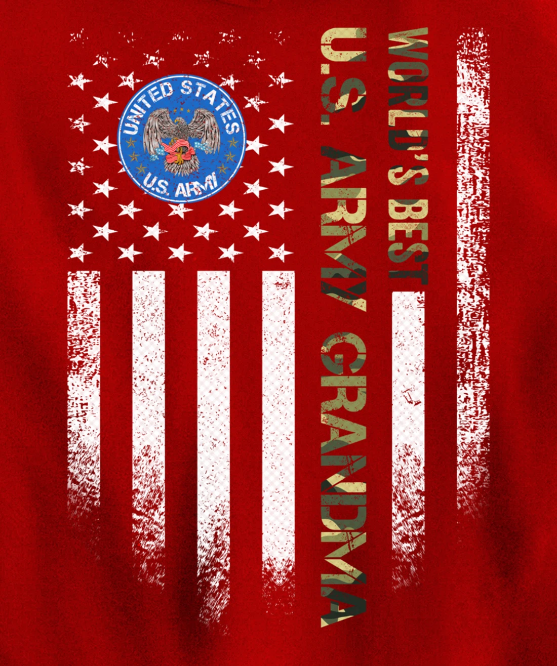 Vintage USA American Flag World's Best Army Veteran Grandma Pullover Hoodie