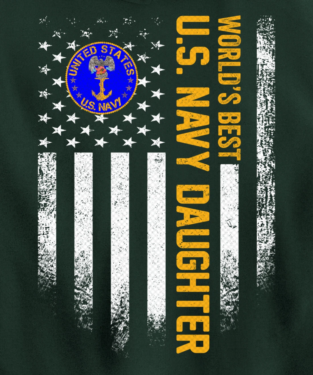 Vintage American Flag World's Best US Navy Veteran Daughter Pullover Hoodie