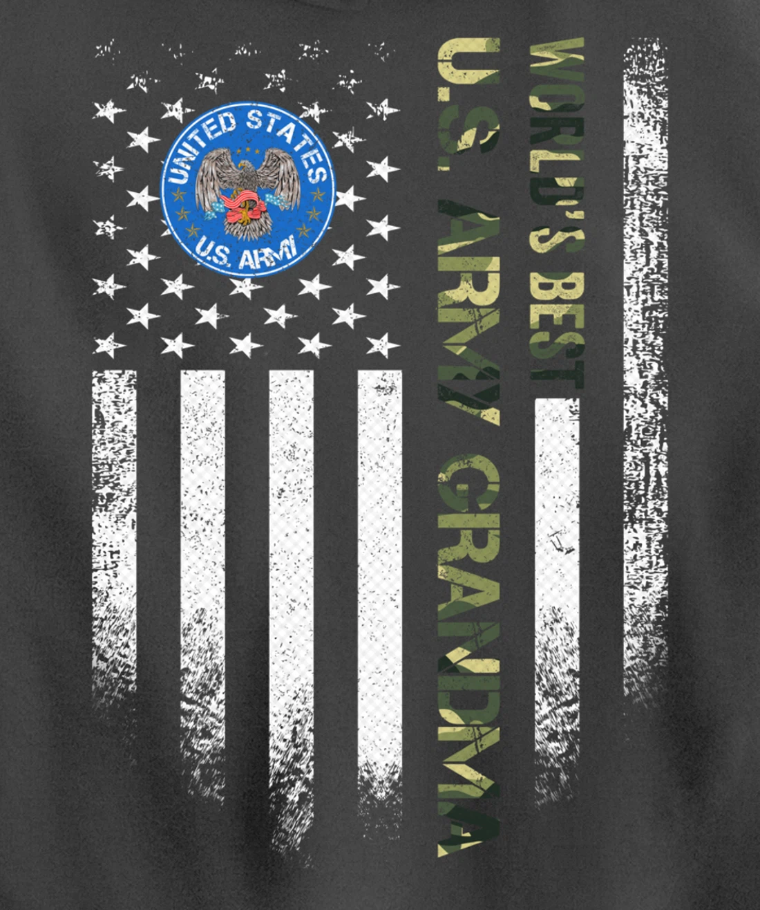 Vintage USA American Flag World's Best Army Veteran Grandma Pullover Hoodie