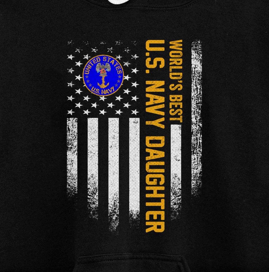 Vintage American Flag World's Best US Navy Veteran Daughter Pullover Hoodie