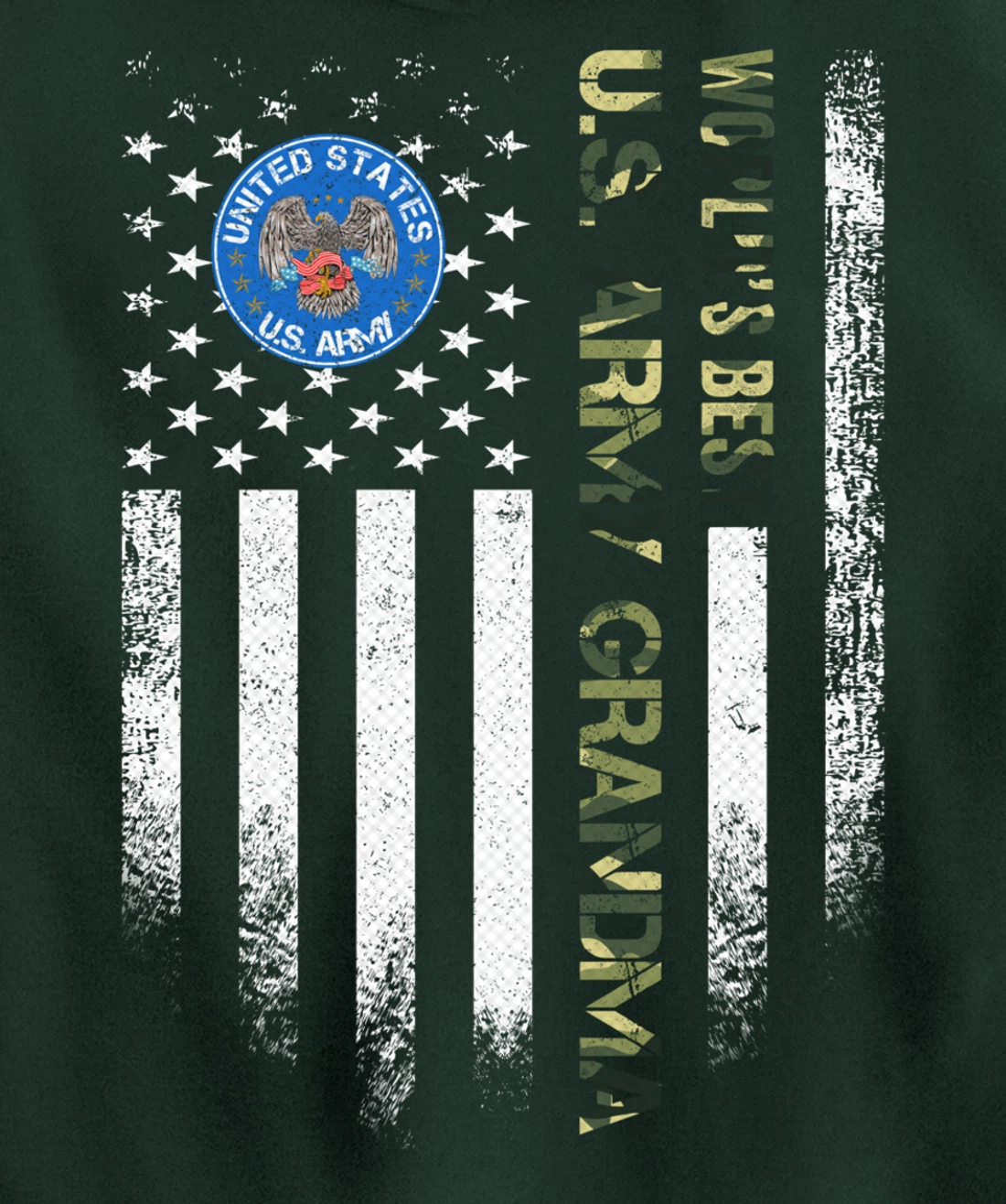 Vintage USA American Flag World's Best Army Veteran Grandma Pullover Hoodie