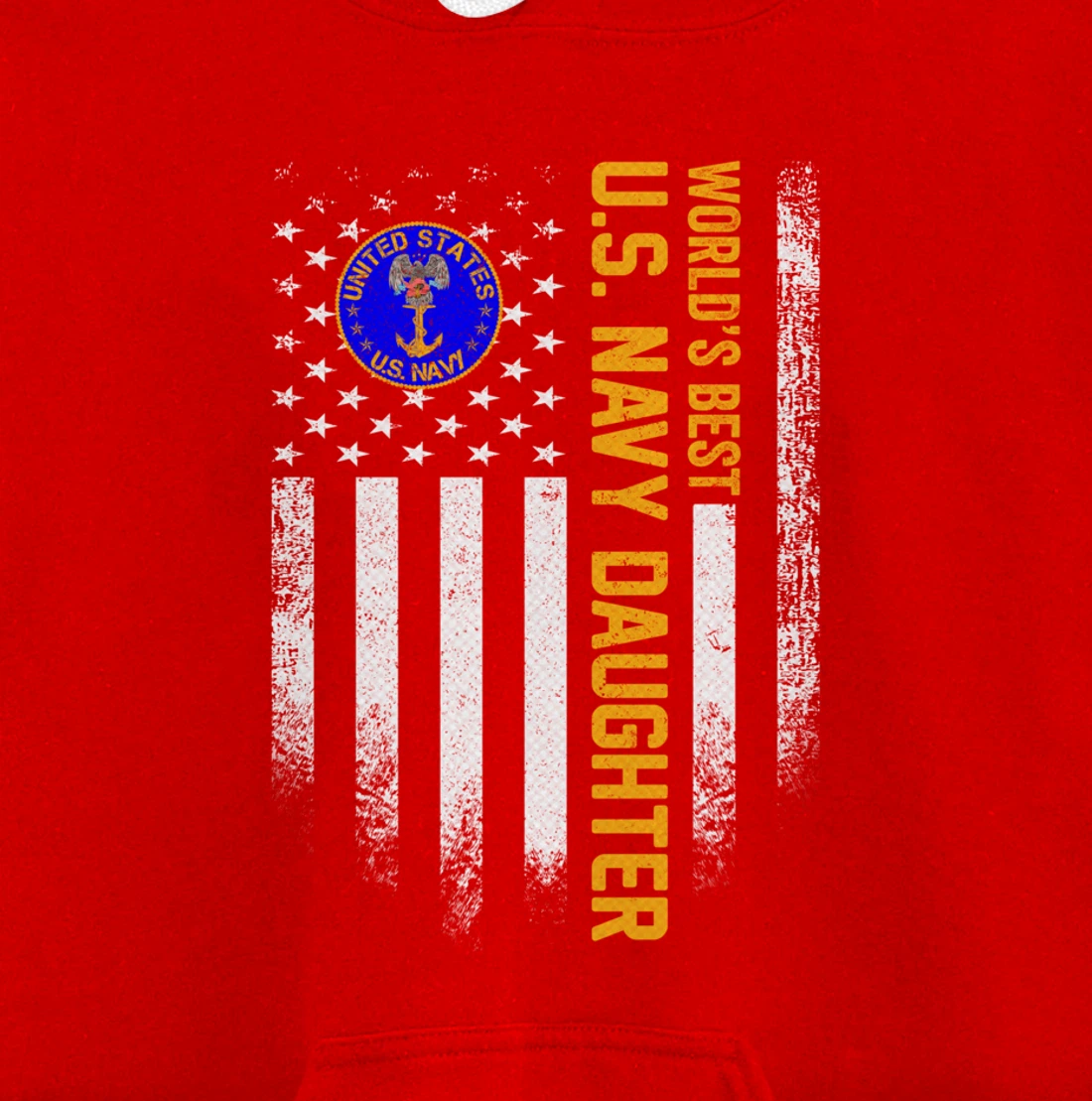 Vintage American Flag World's Best US Navy Veteran Daughter Pullover Hoodie