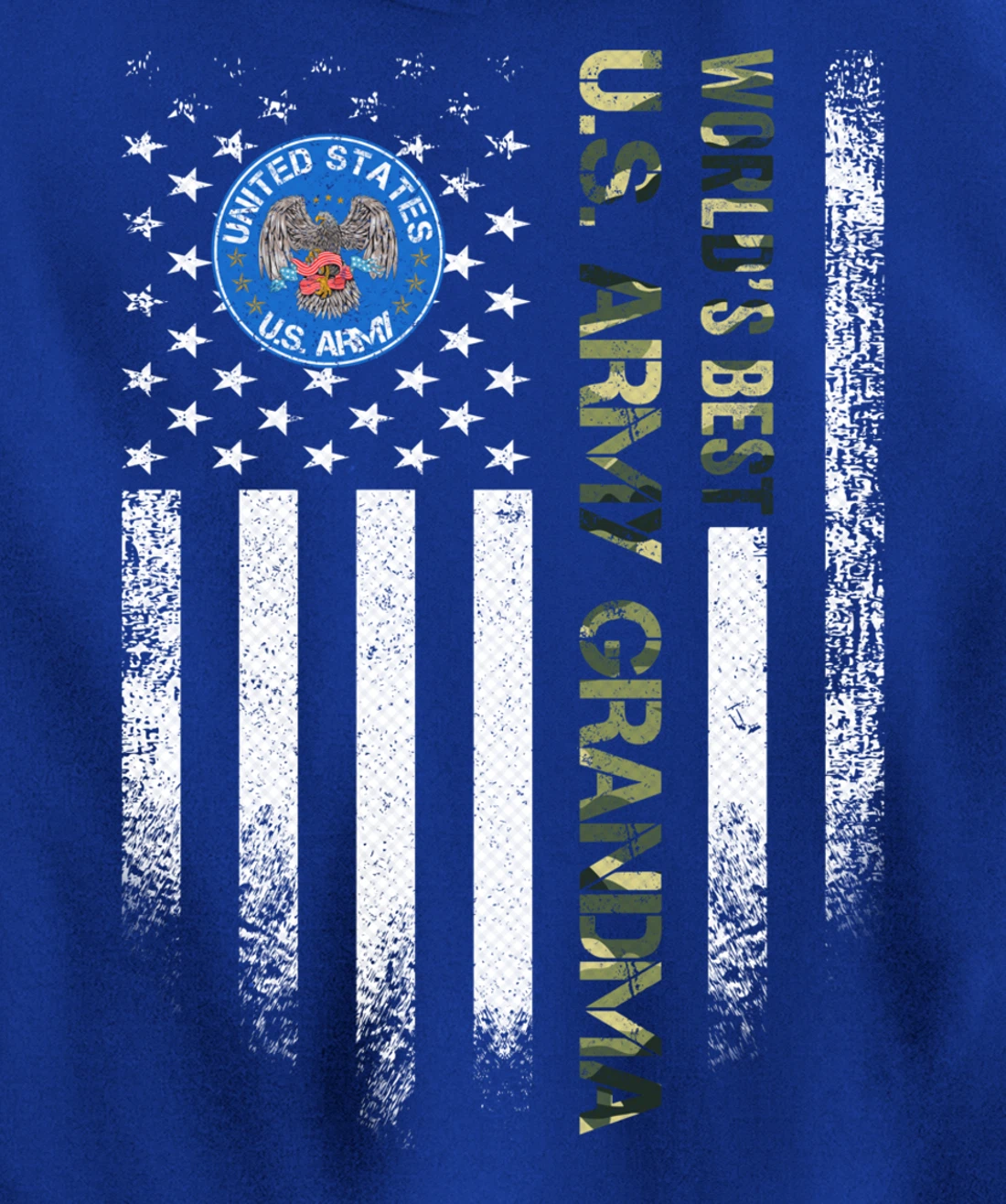 Vintage USA American Flag World's Best Army Veteran Grandma Pullover Hoodie