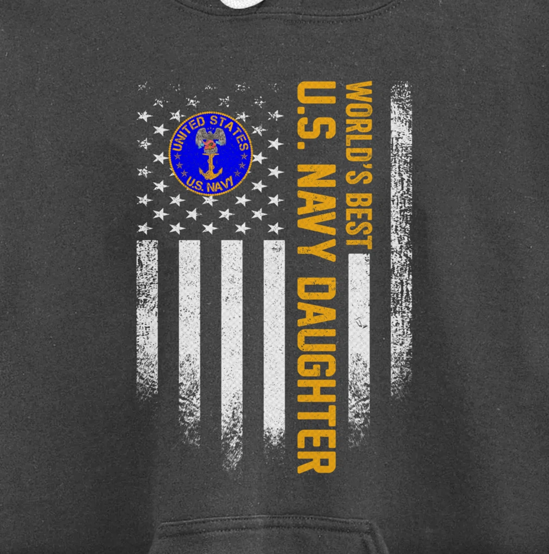 Vintage American Flag World's Best US Navy Veteran Daughter Pullover Hoodie