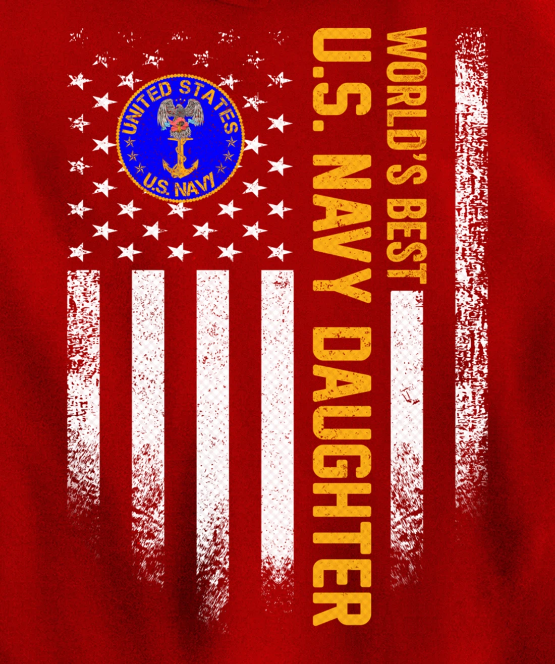Vintage American Flag World's Best US Navy Veteran Daughter Pullover Hoodie