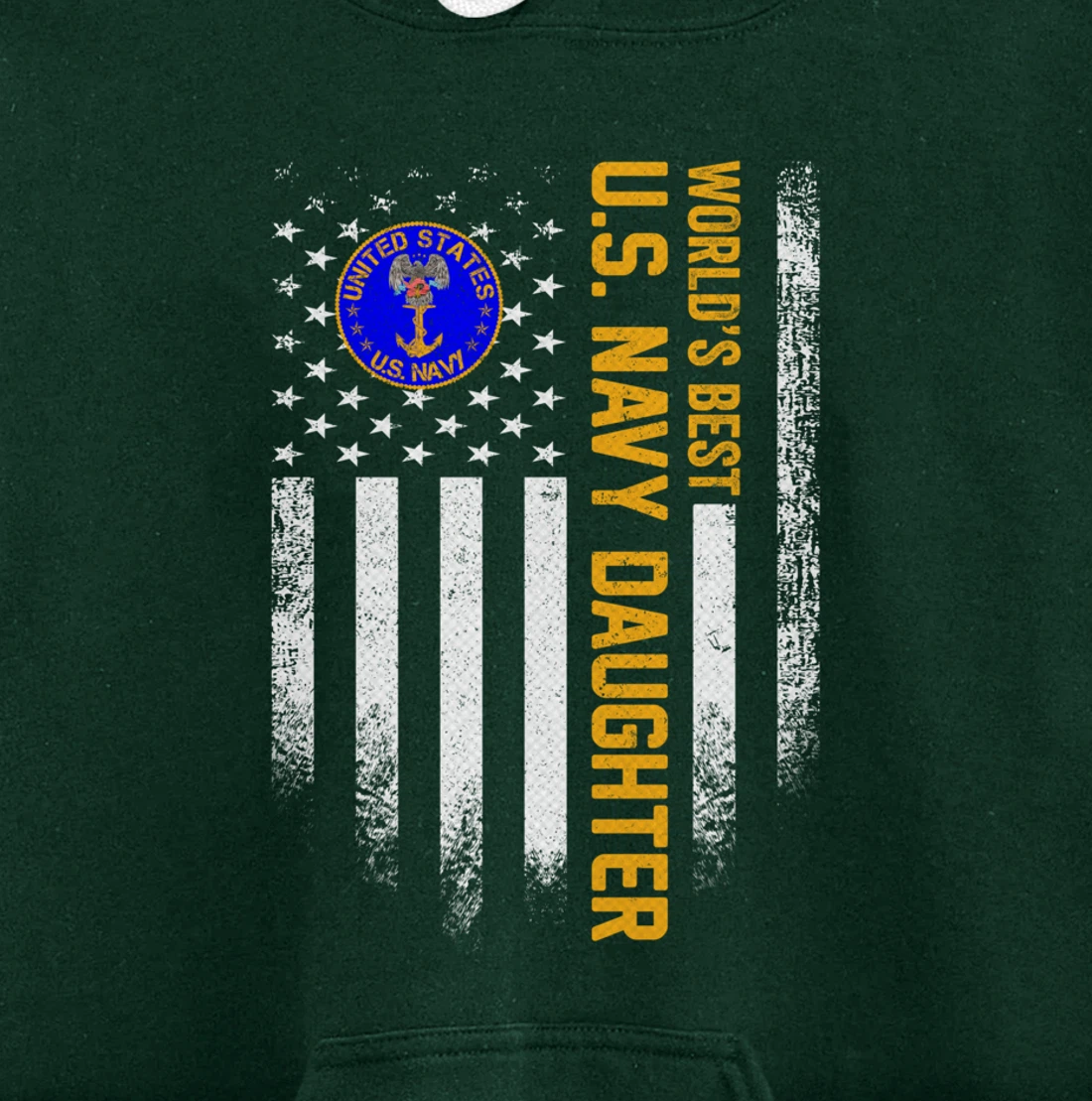 Vintage American Flag World's Best US Navy Veteran Daughter Pullover Hoodie