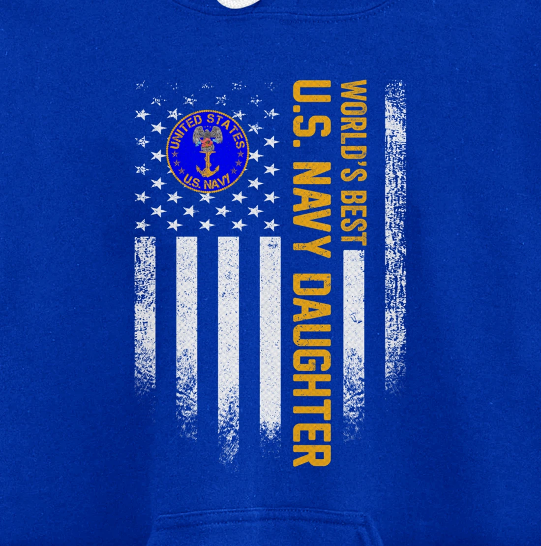 Vintage American Flag World's Best US Navy Veteran Daughter Pullover Hoodie