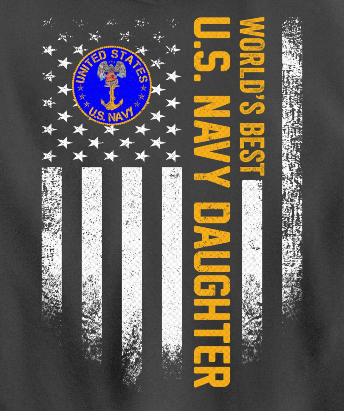 Vintage American Flag World's Best US Navy Veteran Daughter Pullover Hoodie