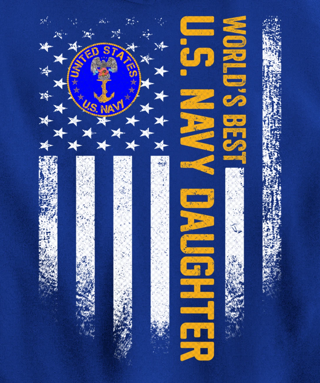 Vintage American Flag World's Best US Navy Veteran Daughter Pullover Hoodie