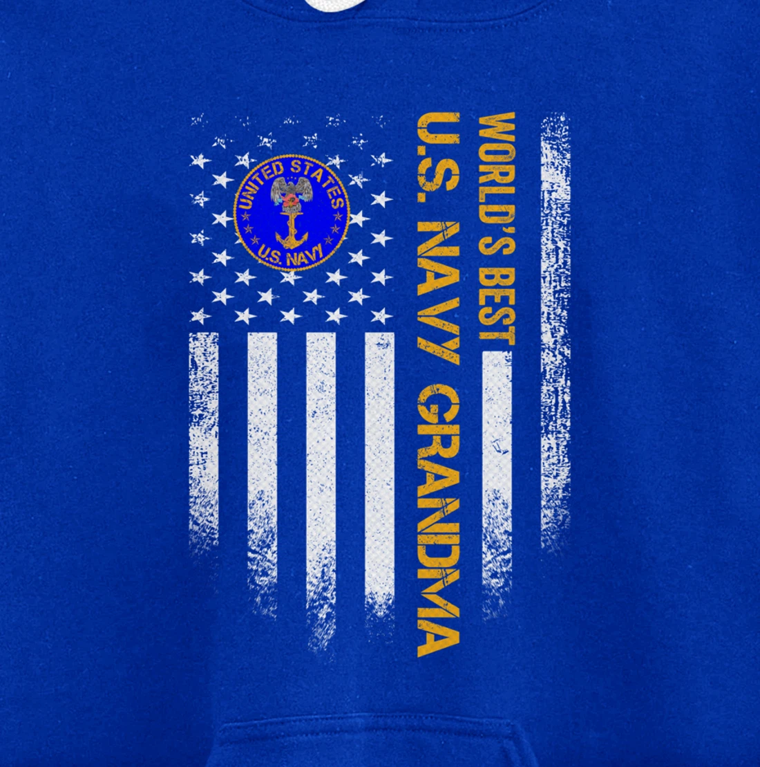 Vintage USA American Flag World's Best Navy Veteran Grandma Pullover Hoodie