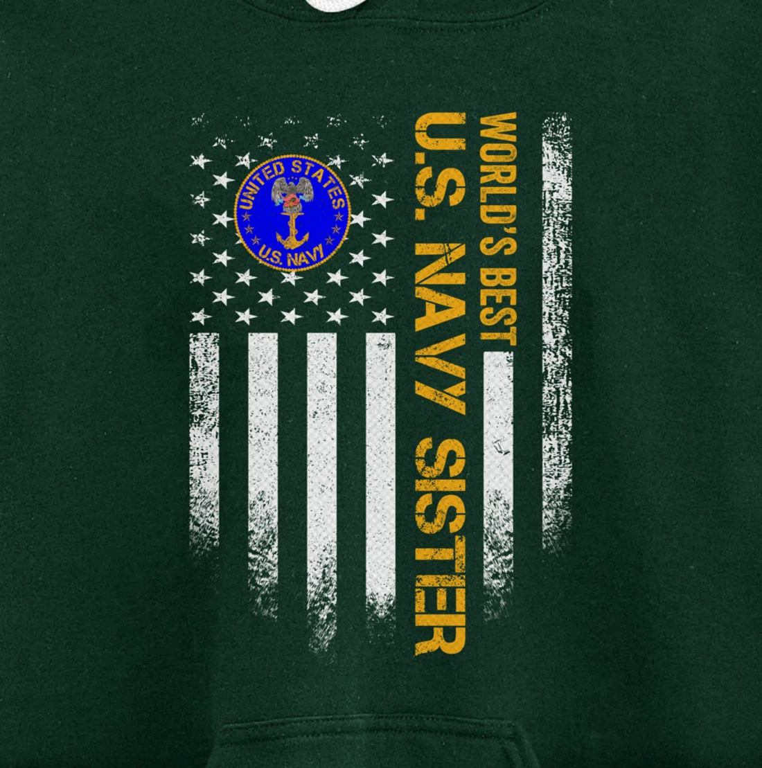 Vintage USA American Flag World's Best Navy Veteran Sister Pullover Hoodie