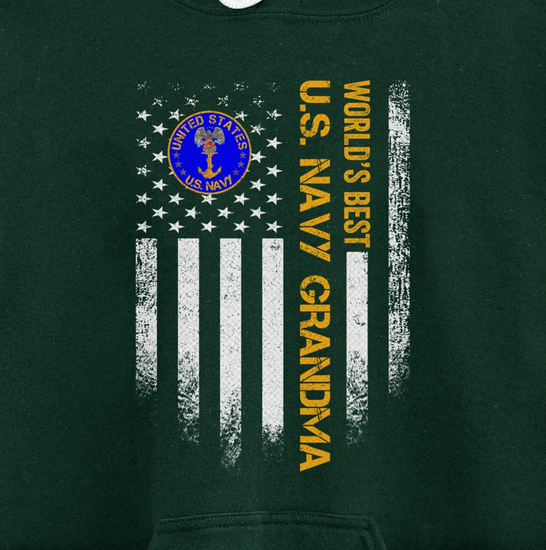 Vintage USA American Flag World's Best Navy Veteran Grandma Pullover Hoodie