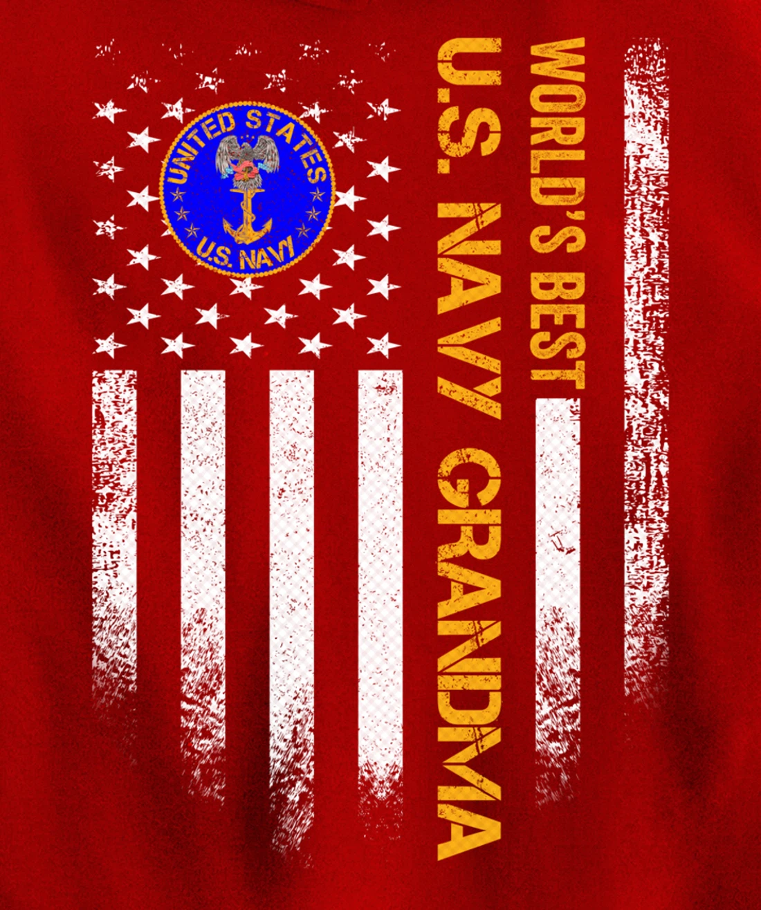 Vintage USA American Flag World's Best Navy Veteran Grandma Pullover Hoodie