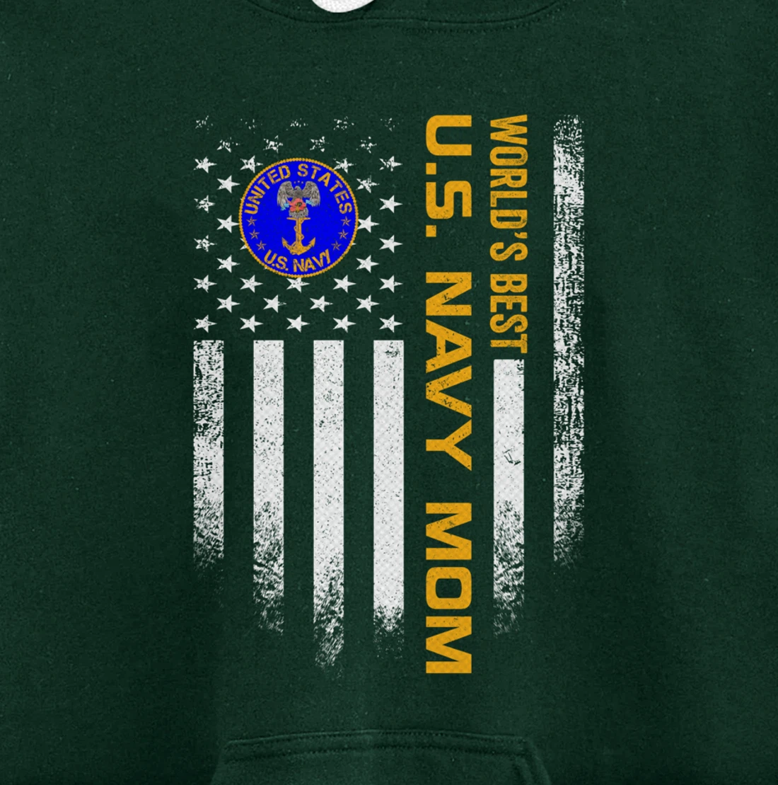 Vintage USA American Flag World's Best US Navy Veteran Mom Pullover Hoodie