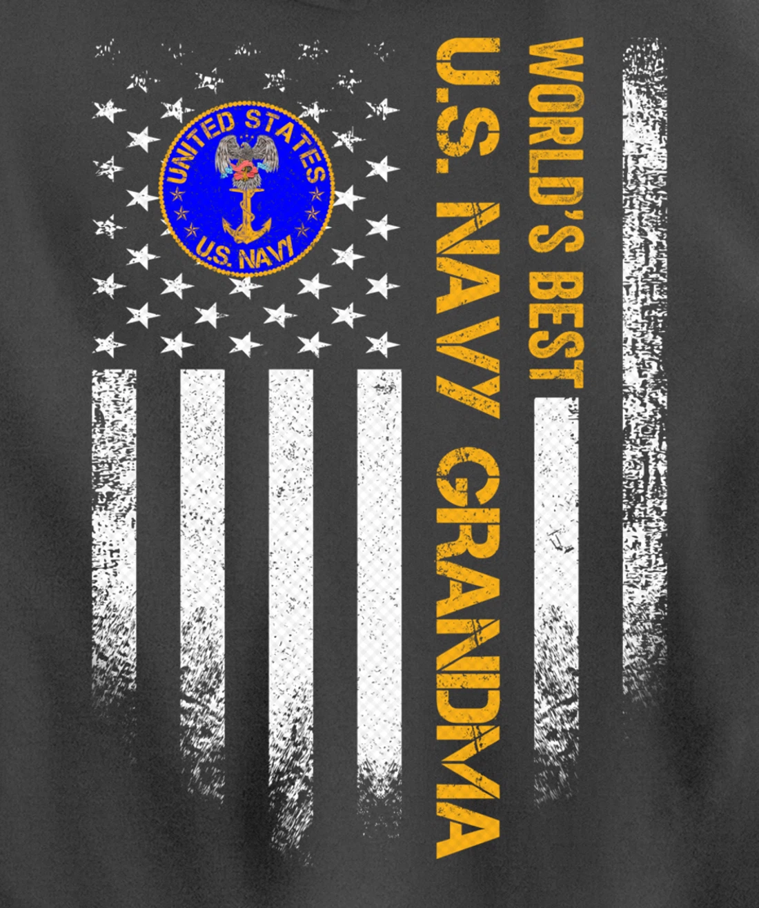 Vintage USA American Flag World's Best Navy Veteran Grandma Pullover Hoodie