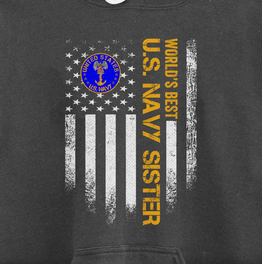Vintage USA American Flag World's Best Navy Veteran Sister Pullover Hoodie