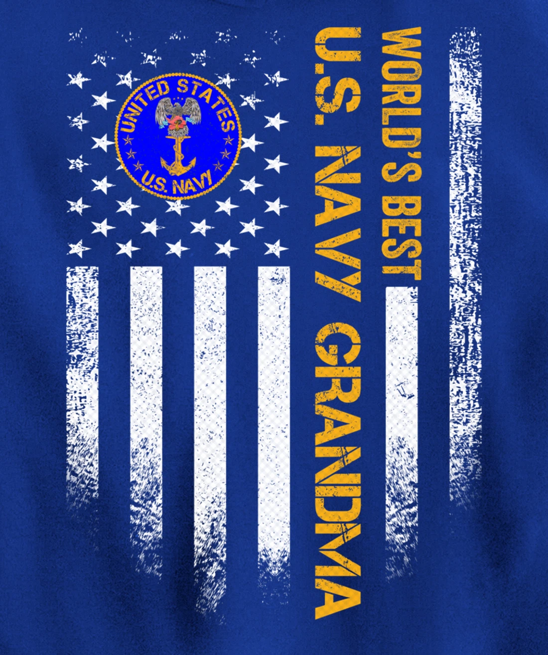 Vintage USA American Flag World's Best Navy Veteran Grandma Pullover Hoodie