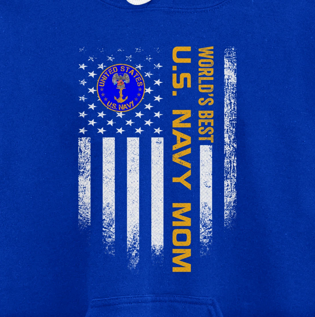 Vintage USA American Flag World's Best US Navy Veteran Mom Pullover Hoodie