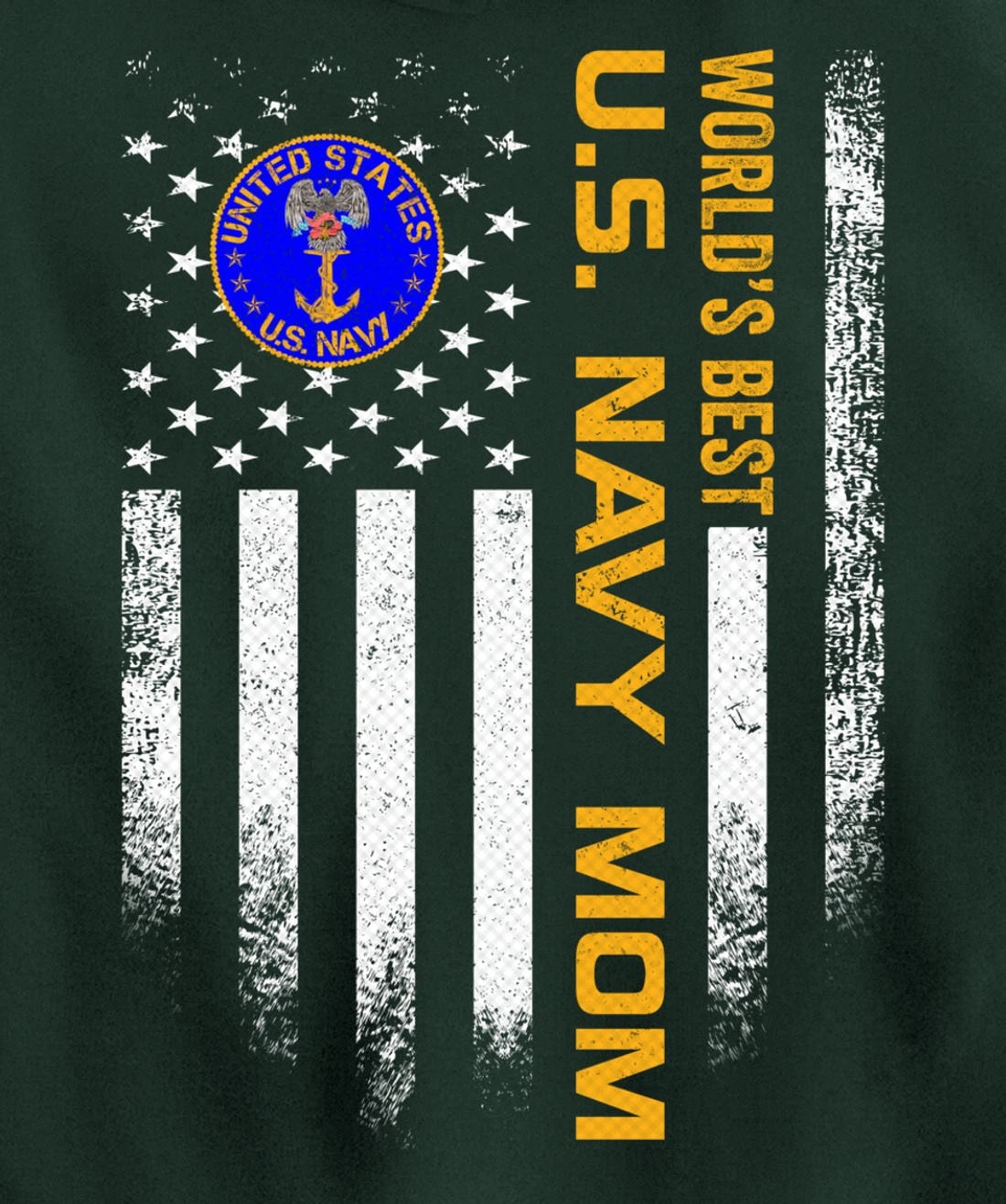 Vintage USA American Flag World's Best US Navy Veteran Mom Pullover Hoodie