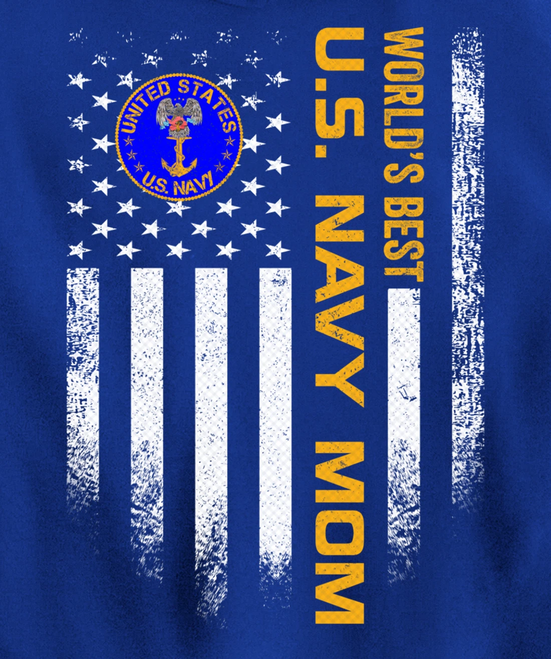 Vintage USA American Flag World's Best US Navy Veteran Mom Pullover Hoodie