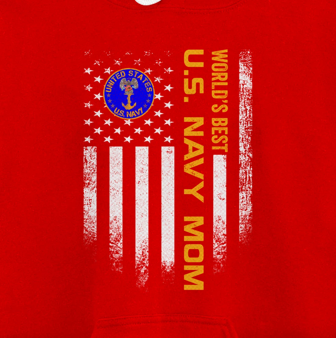 Vintage USA American Flag World's Best US Navy Veteran Mom Pullover Hoodie