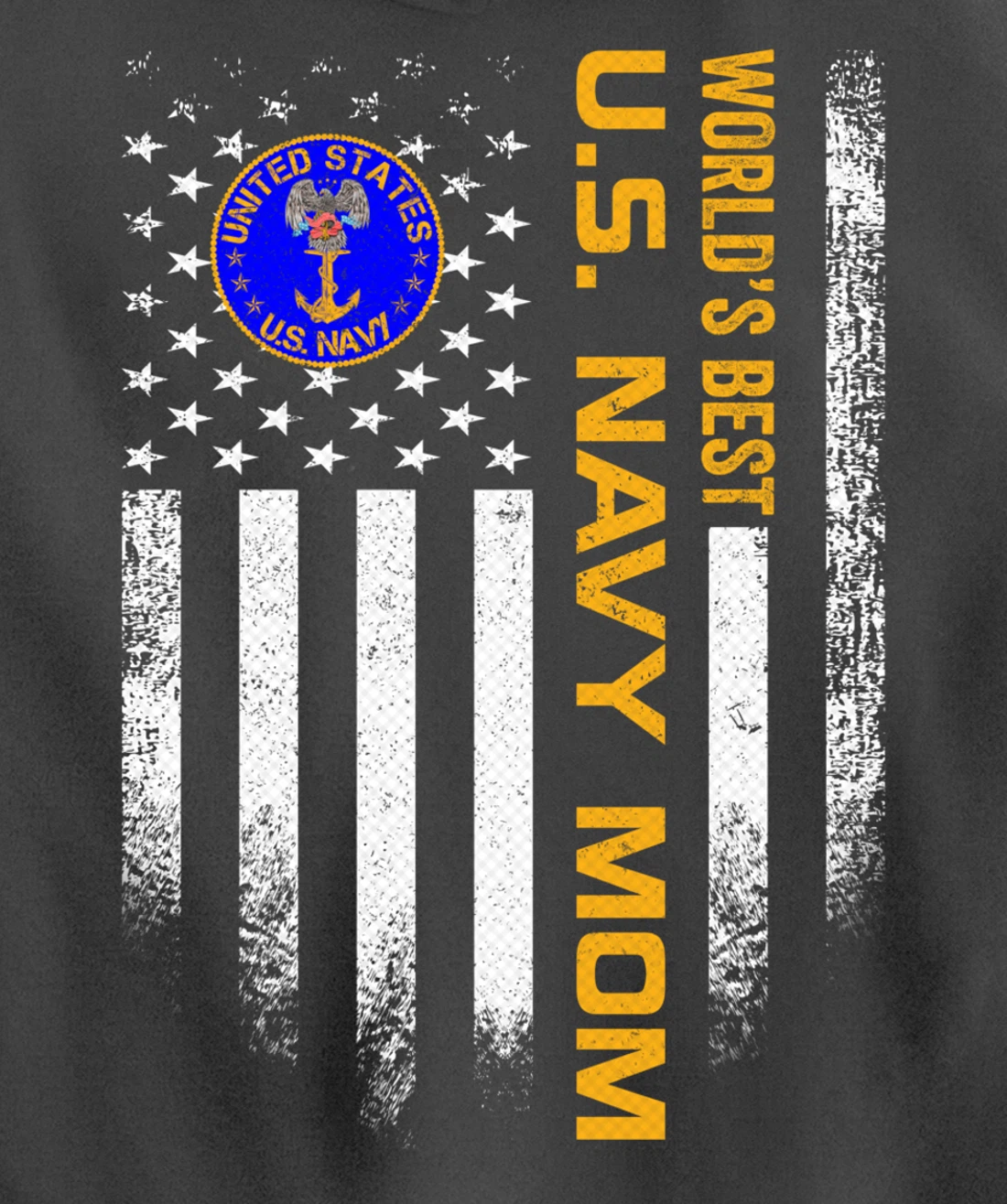 Vintage USA American Flag World's Best US Navy Veteran Mom Pullover Hoodie