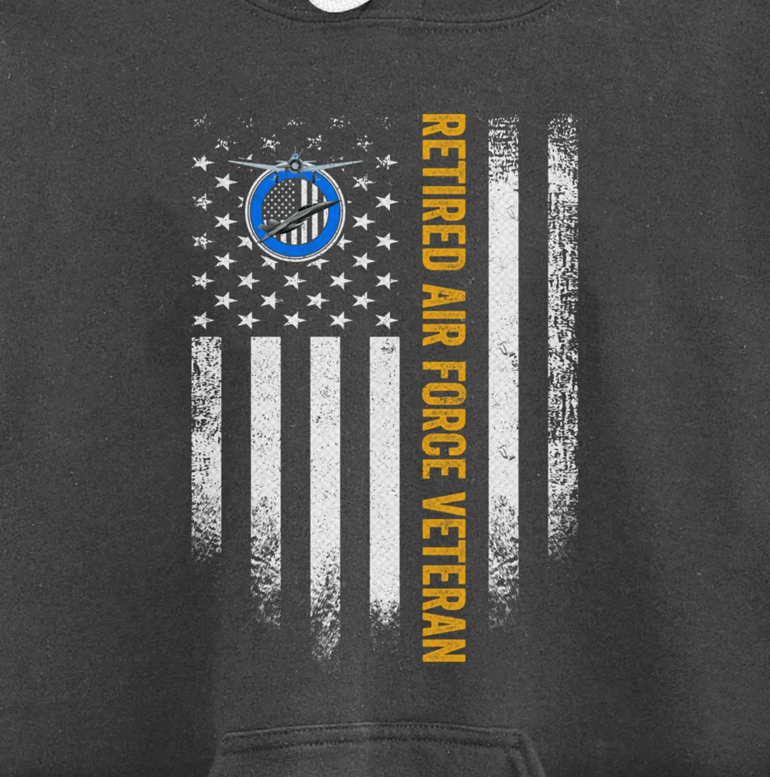 Vintage USA American Flag Retired US Air Force Veteran Funny Pullover Hoodie